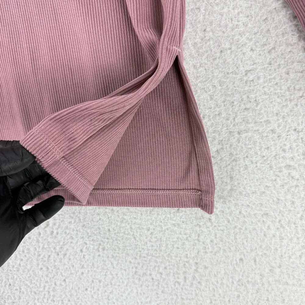 J. Jill Top Womens Medium Mauve Pink Cowl Neck Ribbed Long Sleeve Pullover‎